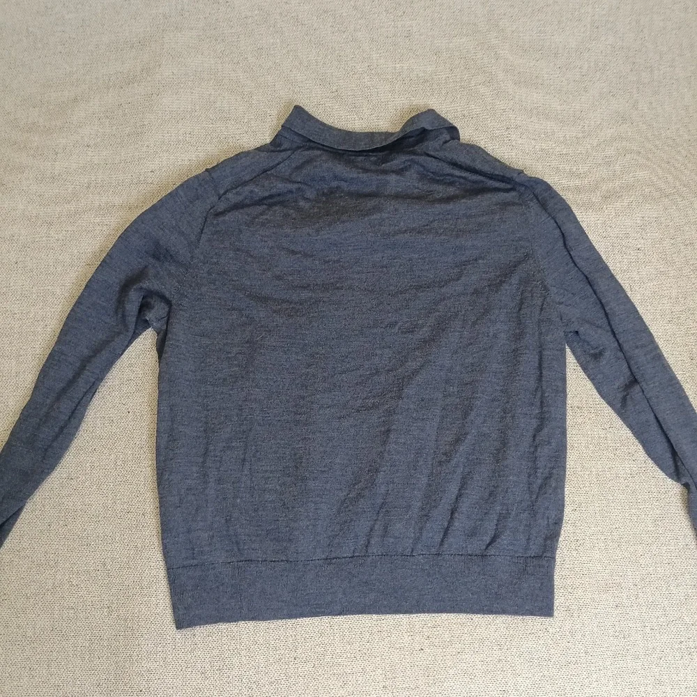 Banana Republic Polo Sweater Mens XL Blue Excellent 100% Merino Wool Long Sleeve